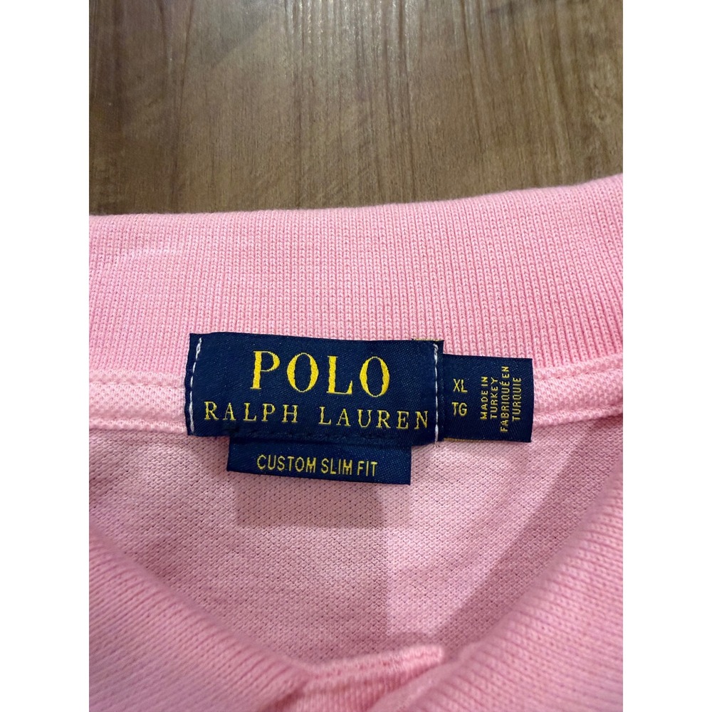 Polo Ralph Lauren Polo Shirt Mens XL Pink Custom Slim Fit Short Sleeve Cotton - Picture 3 of 7